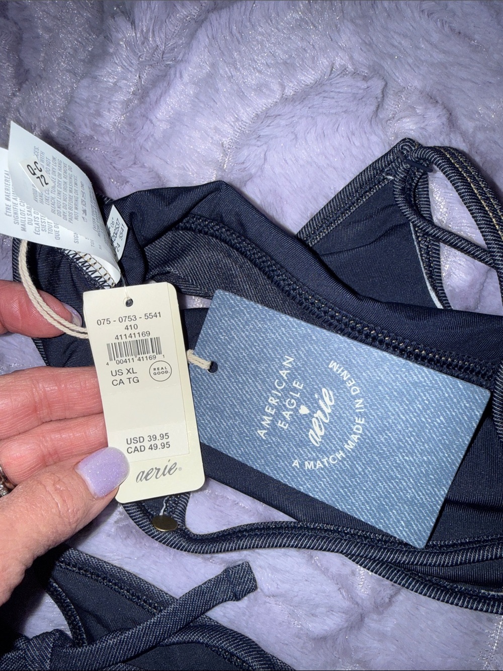 Navy Two-Piece Bikini Set - Top & Tie-Side Bottoms - Picture 3 of 4